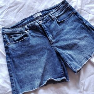 LOFT Distressed Blue Denim Shorts Raw Hem 8 29
